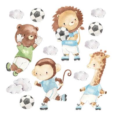 Falmatrica 100x145 Sport állatok labdával akvarell stílusban