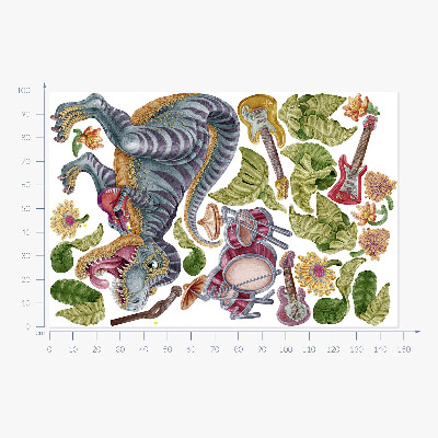 Falmatrica 100x148 Zenei dinoszauruszok pasztell színekben