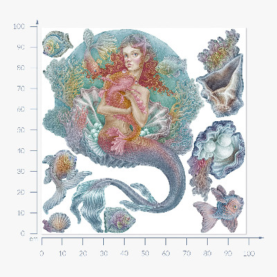 Falmatrica 100x99 Mermaid pasztell víz alatti stílusban