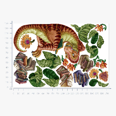 Falmatrica 130x194 Vörös dinoszaurusz rajzokkal és növényzettel