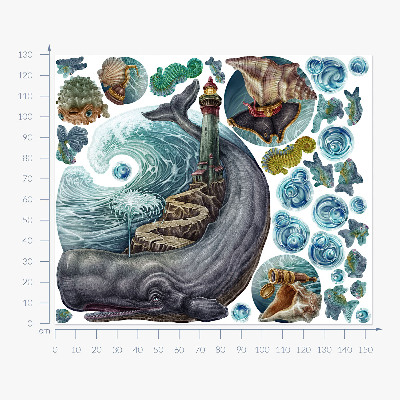 Falmatrica 130x153 Víz alatti mese lámpással és állatokkal