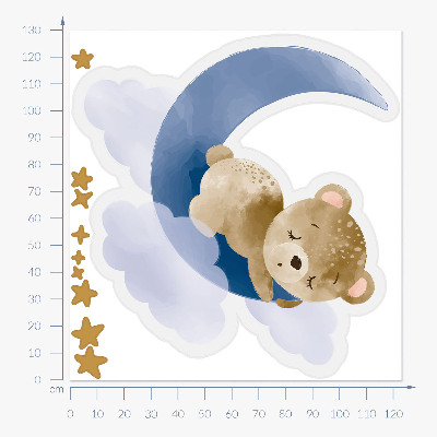Falmatrica 130x123 Teddy mackó a Holdon a felhők és a csillagok akvarell