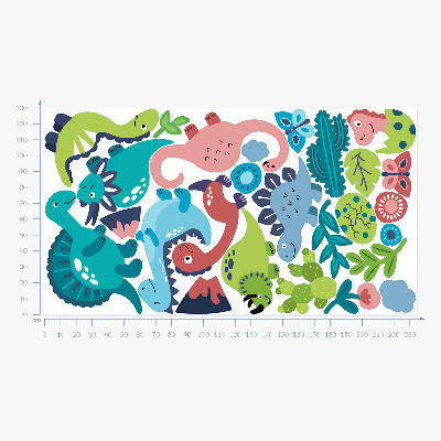 Falmatrica 130x234 Vidám dinoszauruszok pasztell palettában
