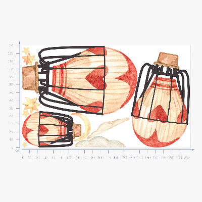 Falmatrica 130x214 Boho léggömbök és csillagok akvarell stílusban
