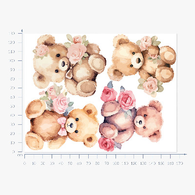 Falmatrica 130x167 Teddy mackók virágokkal, akvarell stílusban