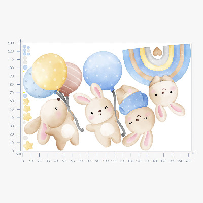 Falmatrica 130x203 Nyuszik lufival pasztell szivárványban