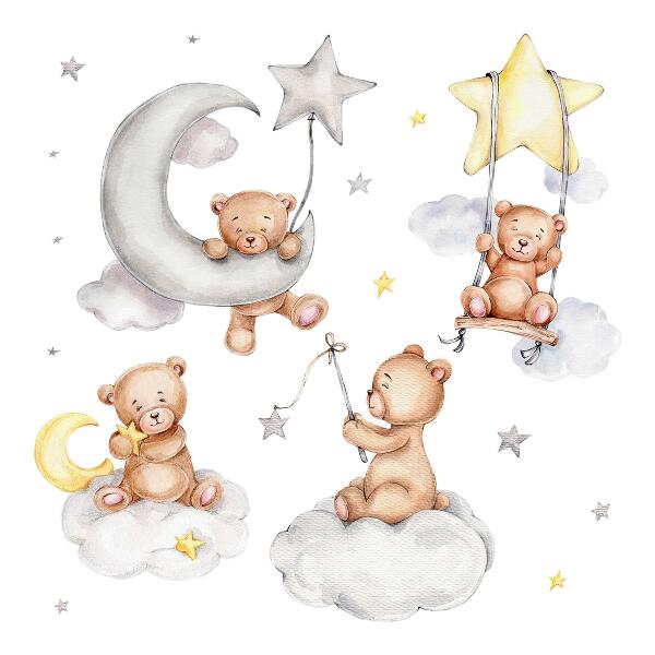Falmatrica 130x230 Teddy mackók pasztell akvarell égbolton