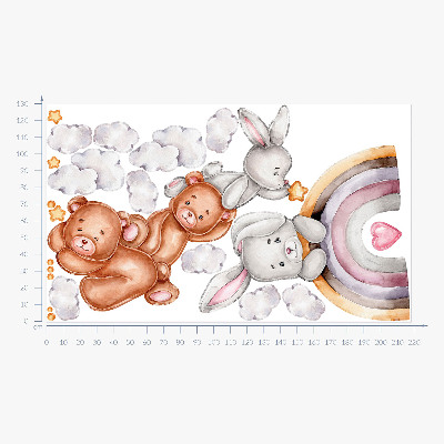 Falmatrica 130x218 Pasztell mackók és nyuszik akvarell színben