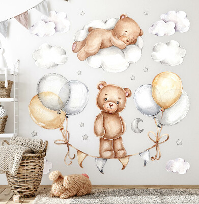 Falmatrica 130x173 Teddy mackók pasztell léggömbökben és felhőkben