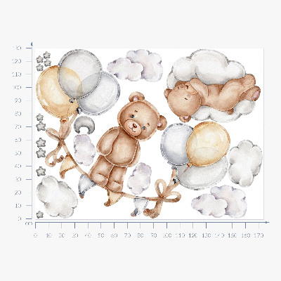Falmatrica 130x173 Teddy mackók pasztell léggömbökben és felhőkben