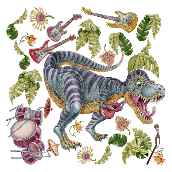 Falmatrica 130x193 Zenei dinoszauruszok pasztell színekben