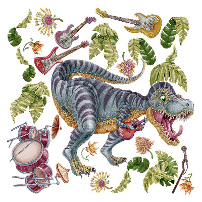 Falmatrica 130x193 Zenei dinoszauruszok pasztell színekben