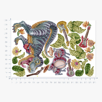 Falmatrica 130x193 Zenei dinoszauruszok pasztell színekben