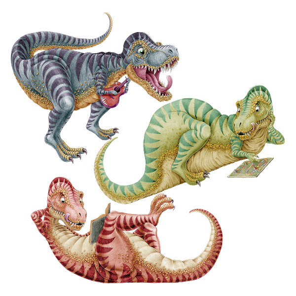 Falmatrica 130x197 Színes dinoszauruszok rajzfilm pasztell stílusban