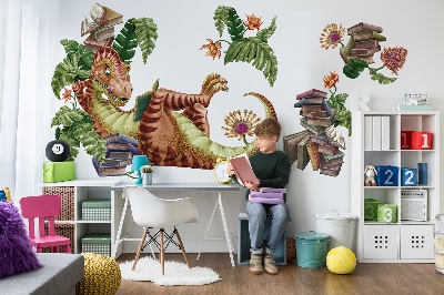 Falmatrica 60x90 Vörös dinoszaurusz rajzokkal és növényzettel