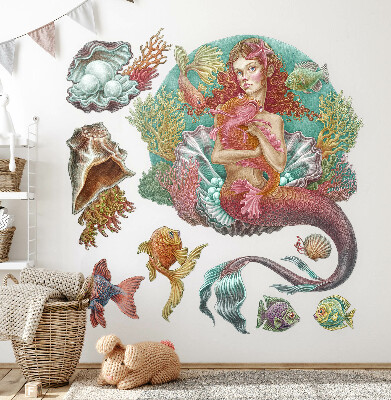 Falmatrica 60x60 Mermaid rajzfilm stílusú víz alatti kagylókkal