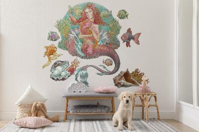 Falmatrica 60x60 Mermaid rajzfilm stílusú víz alatti kagylókkal
