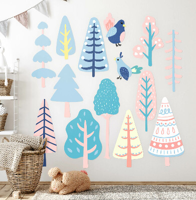 Falmatrica 60x75 Boho erdő pasztell fákkal és madarakkal