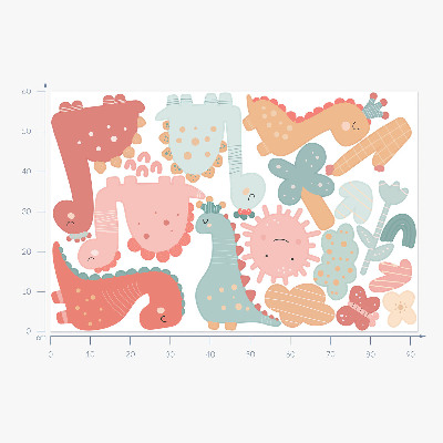 Falmatrica 60x92 A dinoszauruszok pasztell világa bohó stílusban