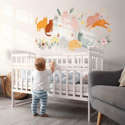 Falmatrica 60x106 Pasztell macskák és növények boho stílusban