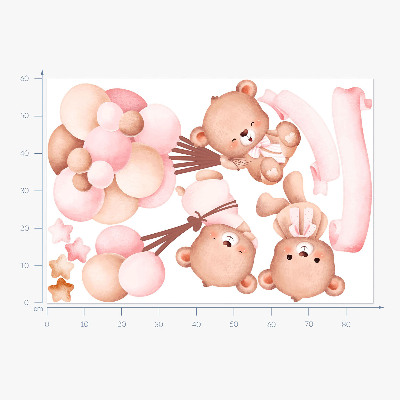 Falmatrica 60x87 Pasztell akvarell mackók léggömbökkel