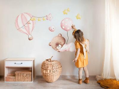Falmatrica 60x56 Teddy mackó lufikkal és csillagokkal, pasztell akvarell színben