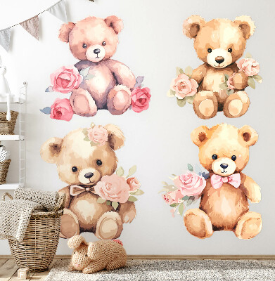 Falmatrica 60x77 Teddy mackók virágokkal, akvarell stílusban