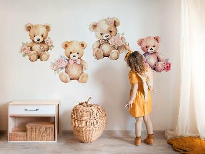 Falmatrica 60x77 Teddy mackók virágokkal, akvarell stílusban