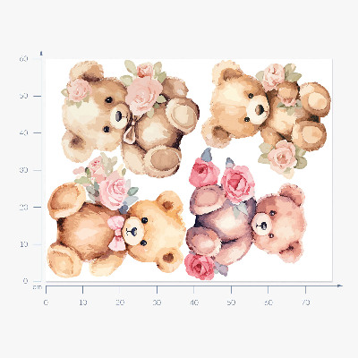 Falmatrica 60x77 Teddy mackók virágokkal, akvarell stílusban