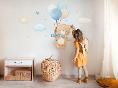 Falmatrica 60x86 Aranyos mackó léggömbökkel a felhőkben pasztell akvarell