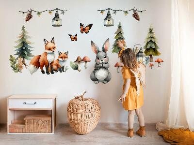 Falmatrica 60x65 Állatok és növények pasztell boho akvarellben