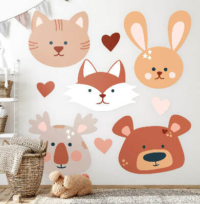 Falmatrica 60x97 Erdei állatok boho pasztell szívvel