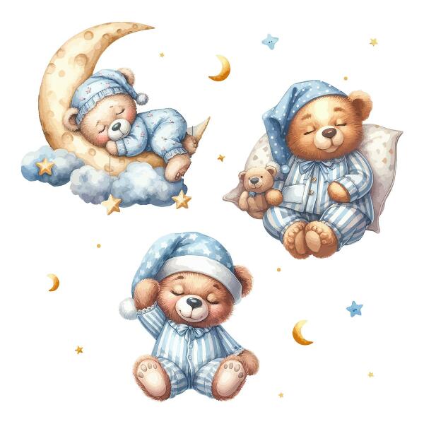 Falmatrica 60x103 Teddy mackók az űrben akvarell pasztell égbolton