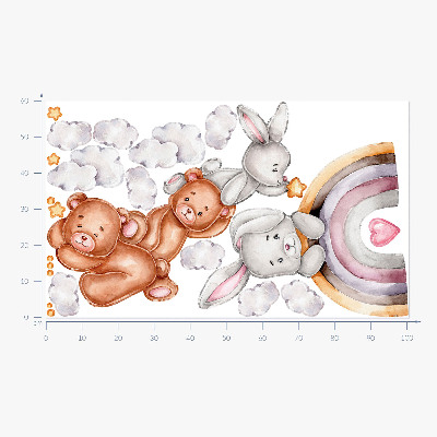 Falmatrica 60x101 Pasztell mackók és nyuszik akvarell színben
