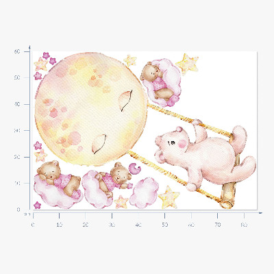 Falmatrica 60x85 Teddy mackók az égen pasztell akvarellben