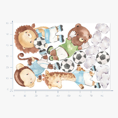 Falmatrica 60x87 Sport állatok labdával akvarell stílusban