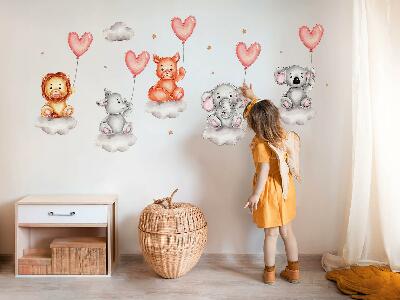 Falmatrica 60x90 Aranyos állatok a felhőkön, pasztell léggömbökkel
