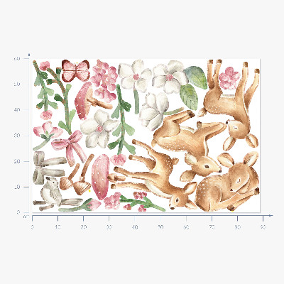 Falmatrica 60x89 Erdei állatok pasztell akvarell szarvas mintákkal