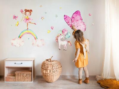 Falmatrica 60x78 Pasztell egyszarvú léggömbökkel a szivárványon
