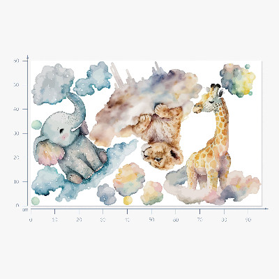 Falmatrica 60x96 Szafari festett vadállatokkal a felhőkben
