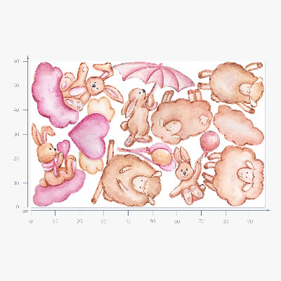 Falmatrica 60x96 Pasztell felhők juhokkal és nyulakkal