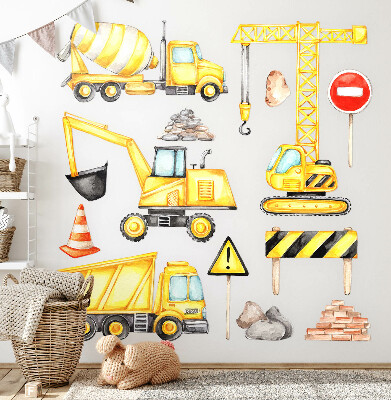 Falmatrica 60x81 Építőipari gépek és járművek akvarell színben
