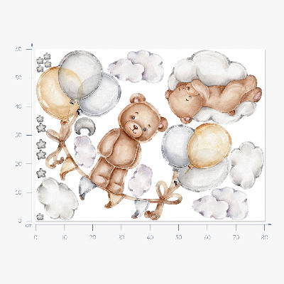 Falmatrica 60x80 Teddy mackók pasztell léggömbökben és felhőkben
