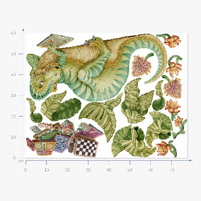 Falmatrica 60x78 Dinoszaurusz minta levelekkel és pasztell virágokkal