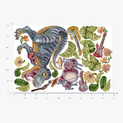 Falmatrica 60x89 Zenei dinoszauruszok pasztell színekben