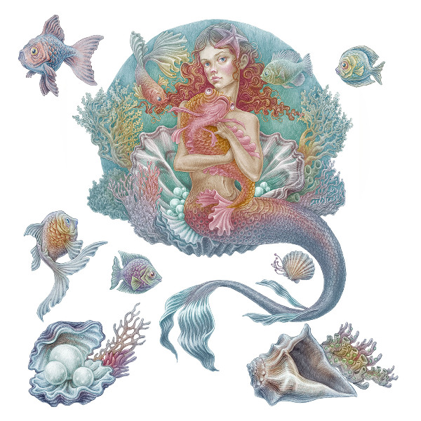 Falmatrica 60x60 Mermaid pasztell víz alatti stílusban