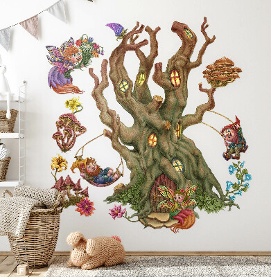 Falmatrica 80x106 Erdei tündérlények és egy faház
