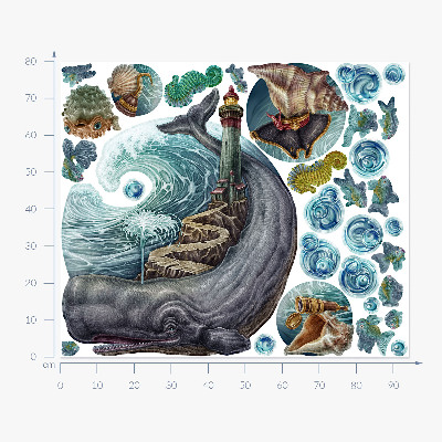 Falmatrica 80x94 Víz alatti mese lámpással és állatokkal