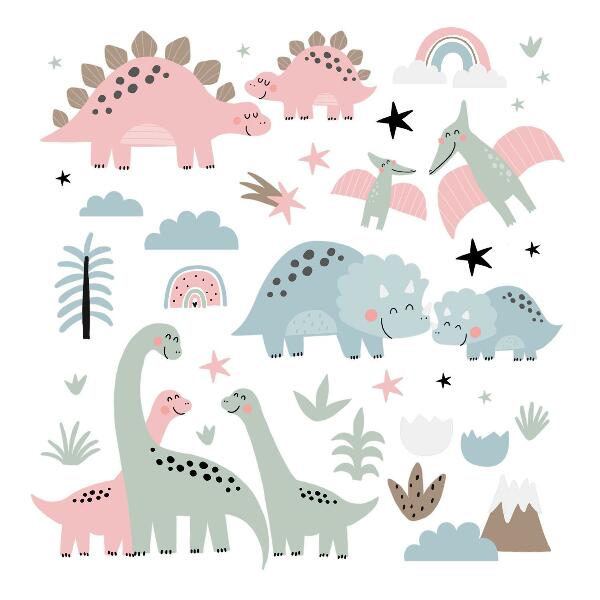 Falmatrica 80x118 Dinoszauruszok pasztell növényzet környezetben