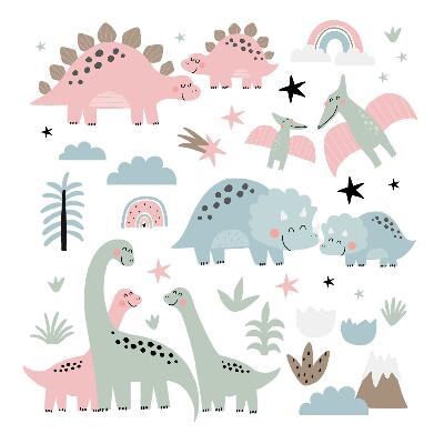 Falmatrica 80x118 Dinoszauruszok pasztell növényzet környezetben